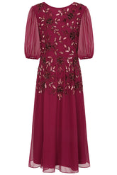 Amora Berry Embellished Midi Dress